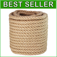 Load image into Gallery viewer, Durable Twisted Manila Rope 3/4 Inch x 100 Feet – Ideal for Landscaping &amp; Crafts