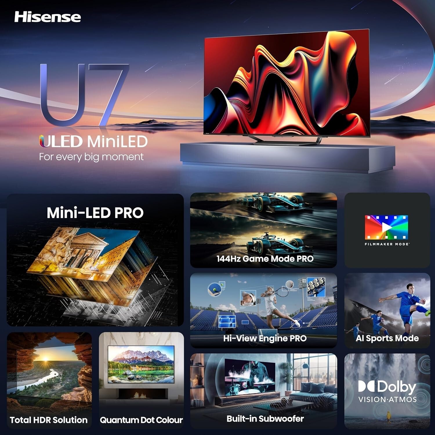 Transform Your Viewing with 65-Inch U7 Series Mini-LED TV - Dolby Vision & Atmos