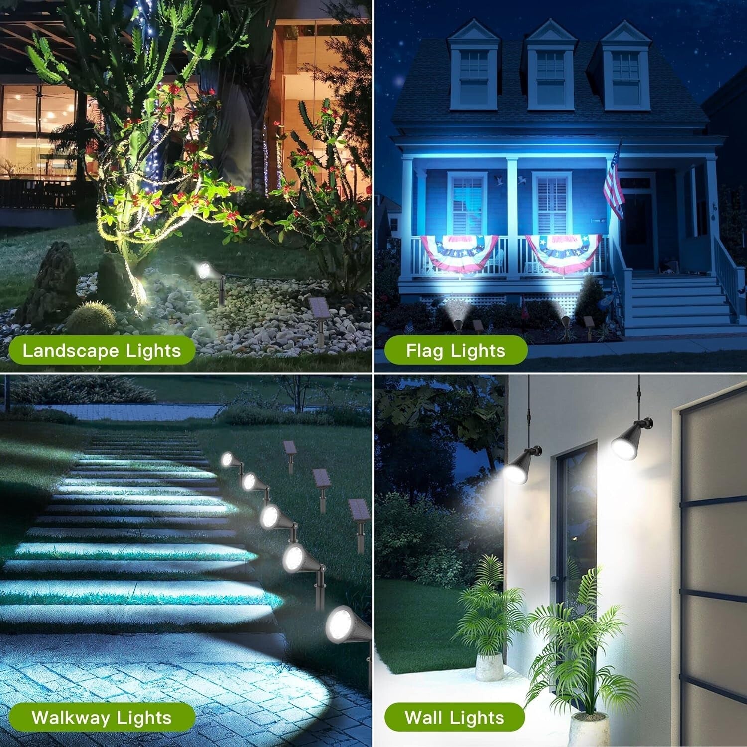 2-Pack Waterproof Solar Spot Lights with Adjustable Panels for Outdoor Elegance
