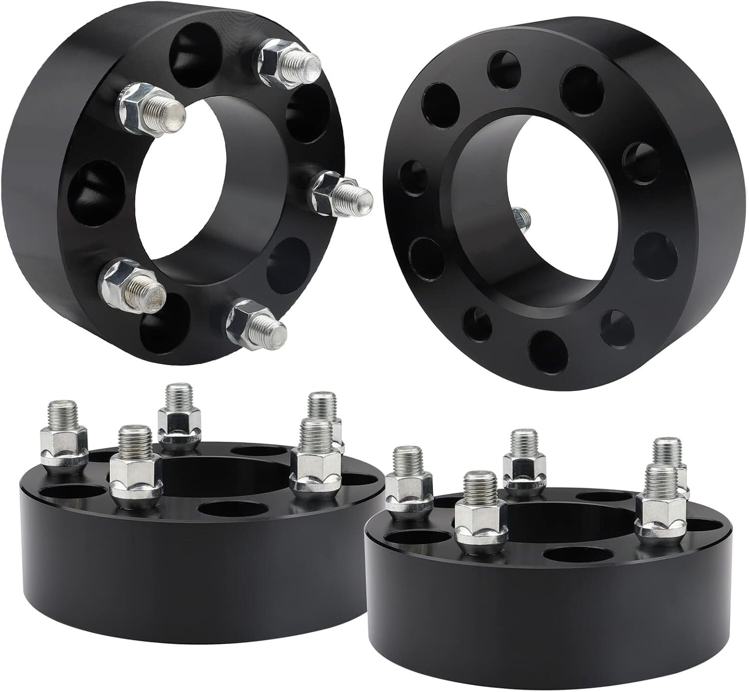 CNC Machined Black 2 Inch Wheel Spacers with Forged 6061-T6 Aluminum - Set of 4