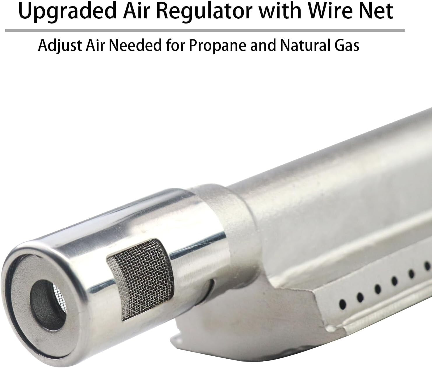 Durable 16 1/8" Stainless Steel Grill Burner Tubes with Air Regulator - Set of 4