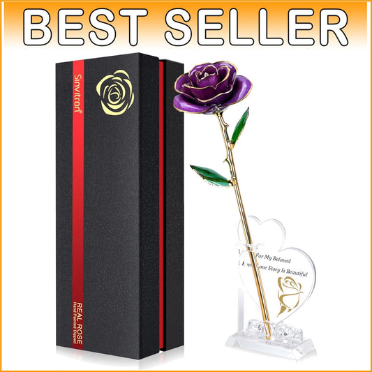 Forever Lasting 24K Gold-Plated Rose with Crystal Stand - Unique Gift Idea