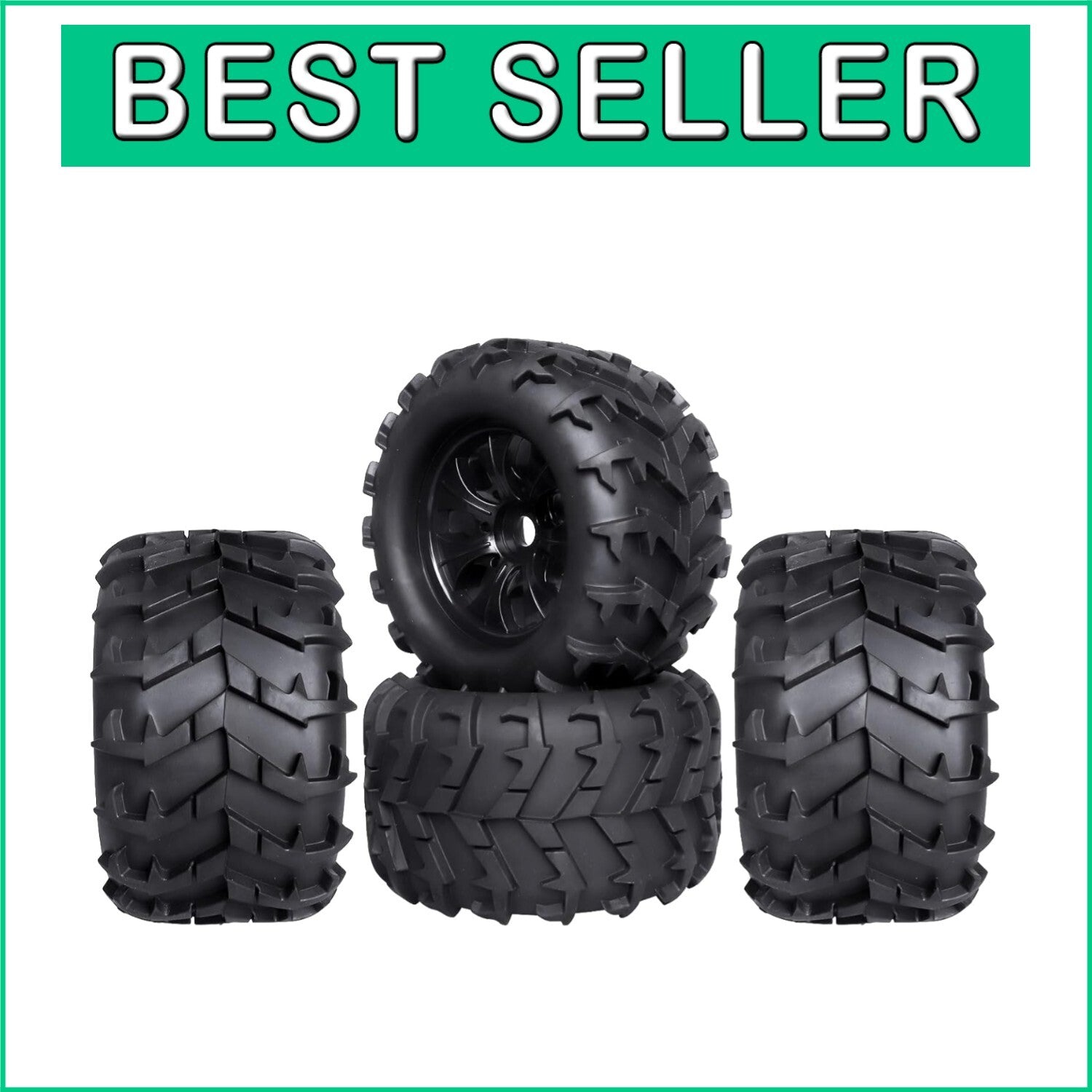 17mm Hex Pre-Glued Tire Set for 1/8 Scale RC Monster Trucks - High Performance