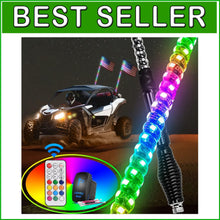 Load image into Gallery viewer, 2PCS 3FT RGB LED Whip Lights with Remote - Universal Fit for Offroad Vehicles