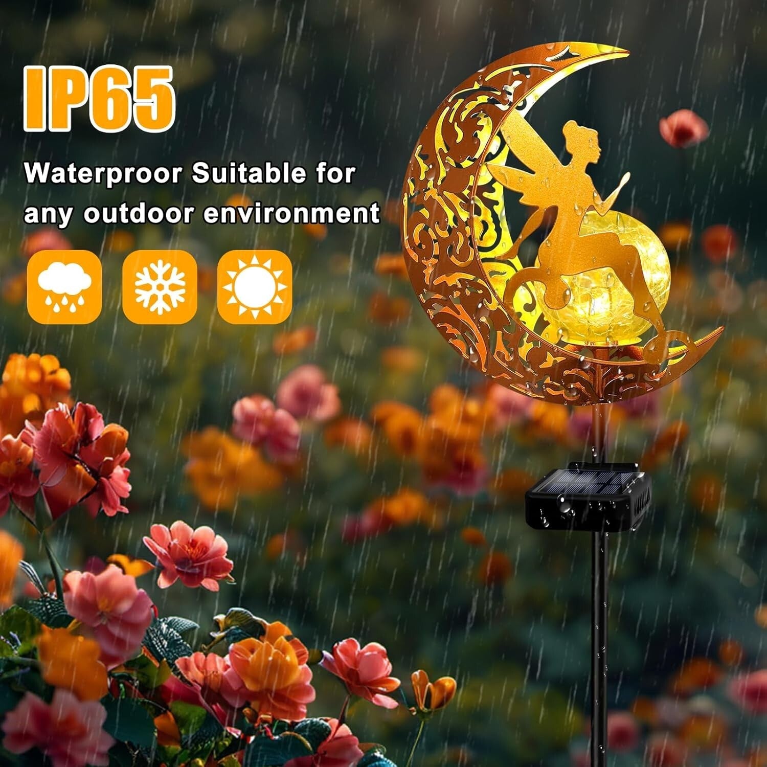 Enchanting 2-Pack Solar Garden Lights with Angel Decor - 33-Inch Pathway Stakes