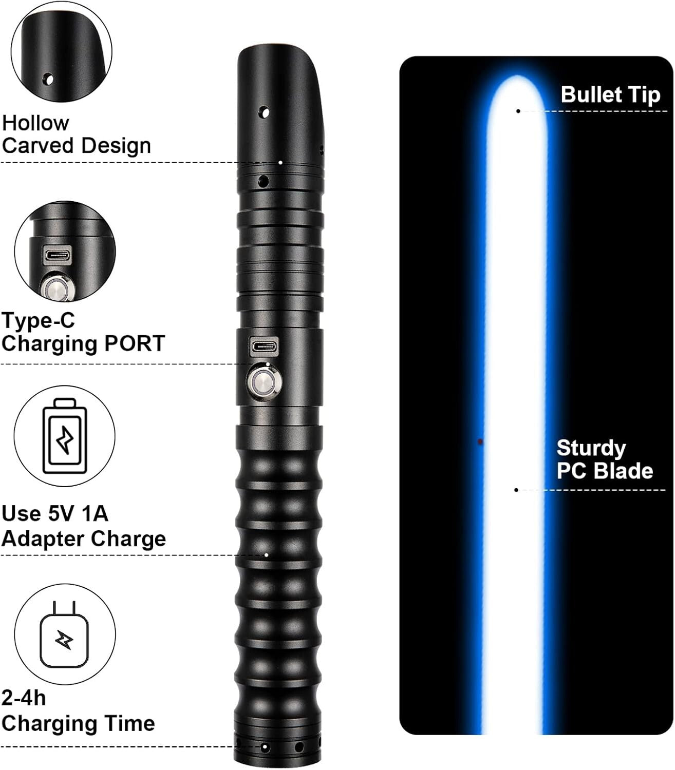 Aluminium Alloy Combat Lightsaber with Smooth Swing & Realistic Sound Effects