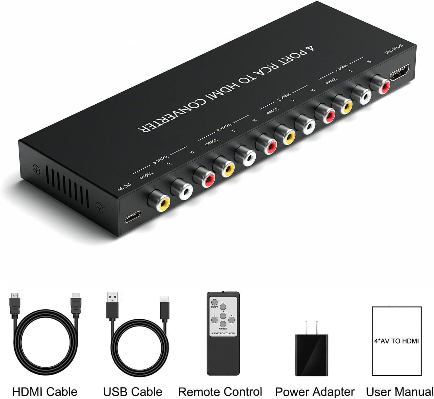 Multi-AV 6-Port RCA to HDMI Converter - Ideal for Gaming and Home Theater