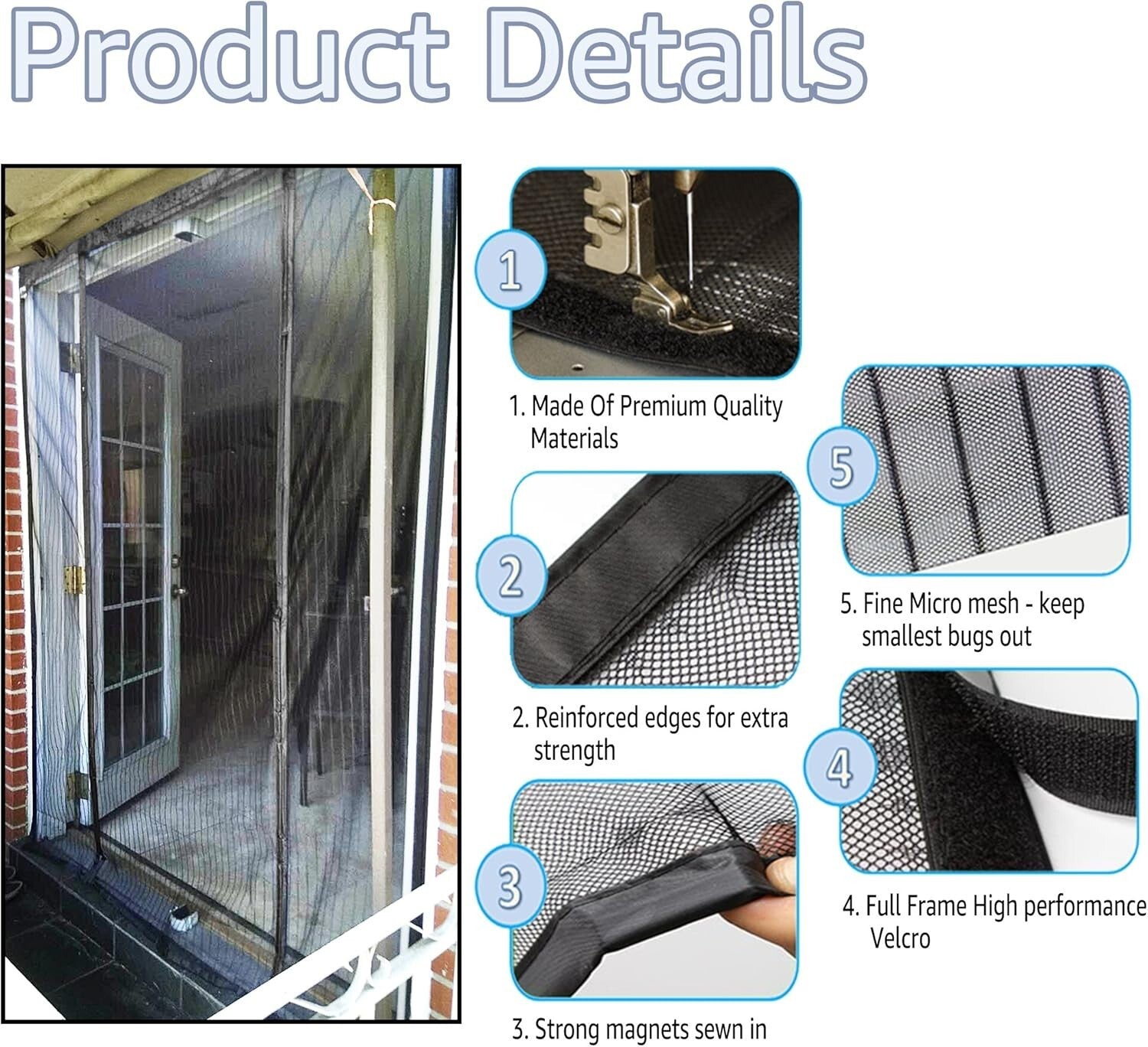 Durable Double Door Magnetic Screen Curtain - No Tools Required, Easy Setup