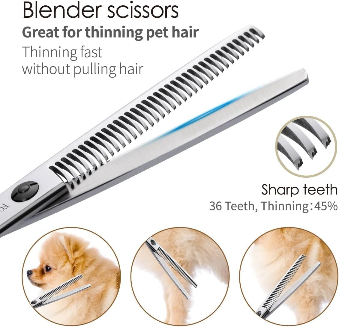 Complete Dog Grooming Shears Kit - 4 High-Quality Professional Tools in Black