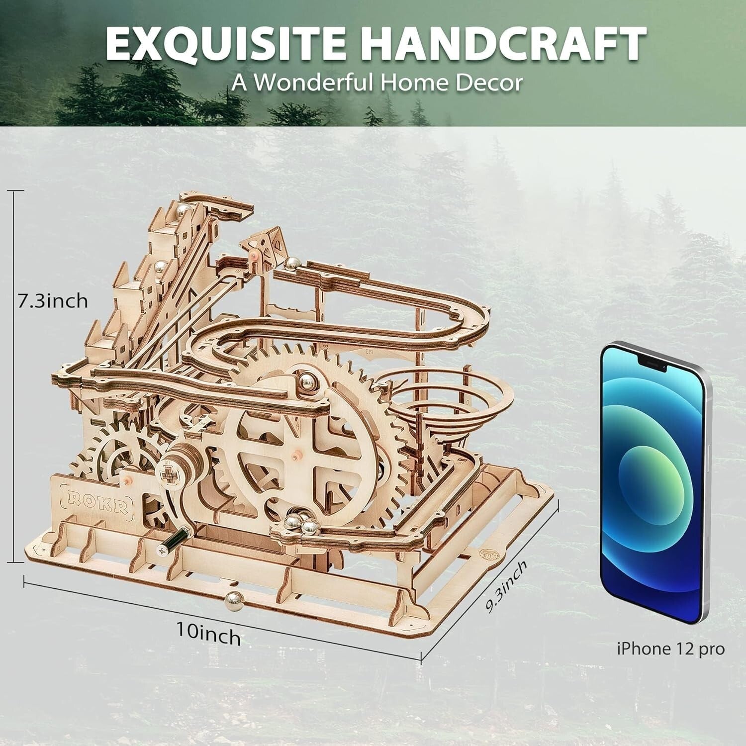 Engaging 3D Wooden Puzzle Kit - Decorative Marble Run for Adults & Kids 12-14