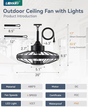 Load image into Gallery viewer, Versatile 20" Caged Ceiling Fan for Patios with Remote &amp; Adjustable LED Light