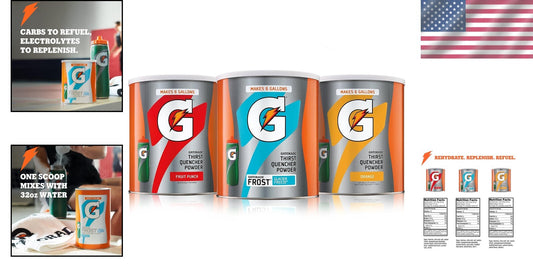 Hydration Booster Powder: 51oz Thirst Quencher Variety Pack of 3 Canisters