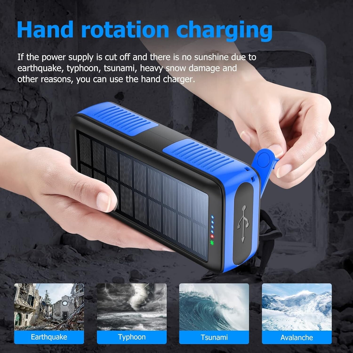 Portable 63200mAh Solar Power Bank with Fast Charging & Emergency Flashlight