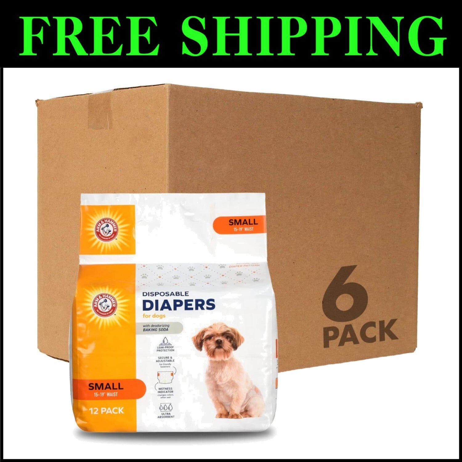 Adjustable Leak-Proof Diapers for Small Female Dogs - 72 Count Convenience Pack