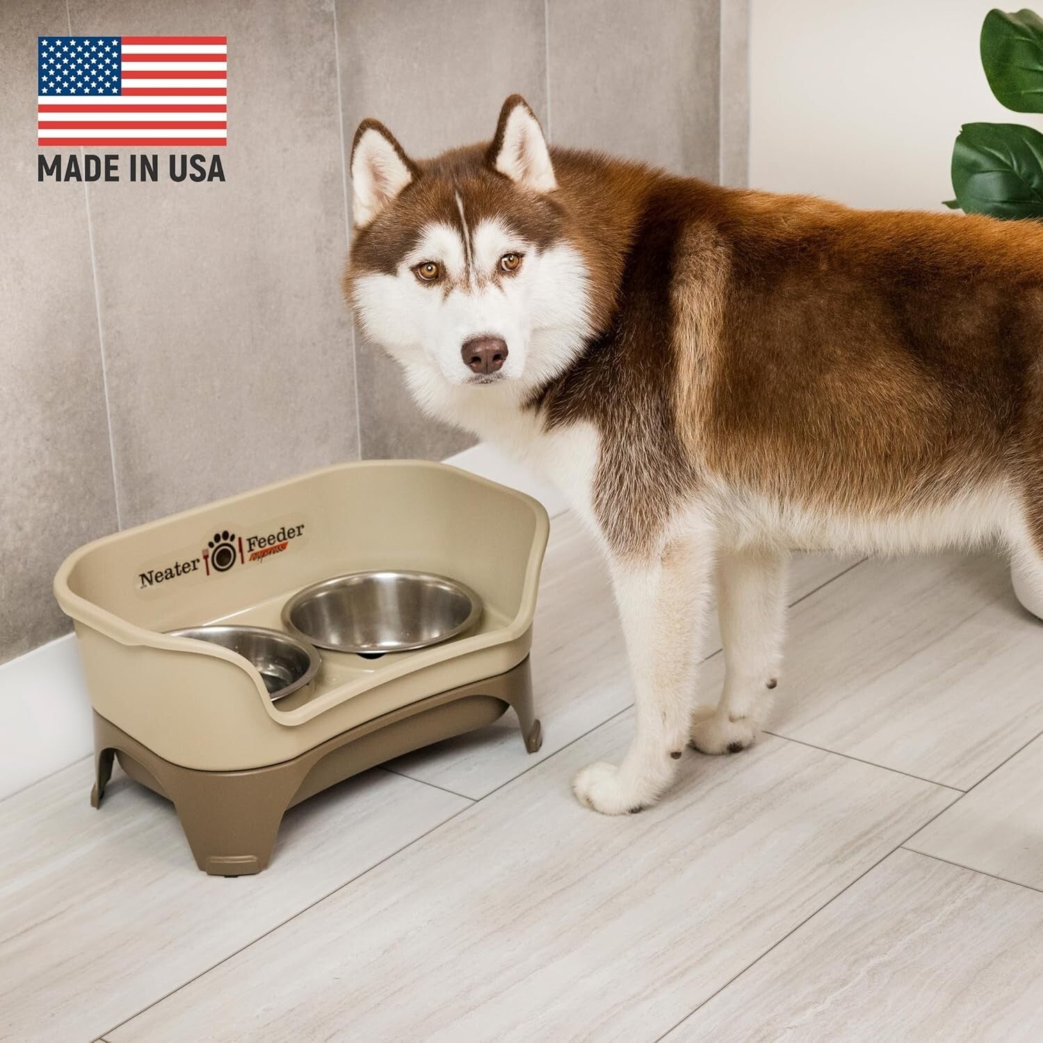 Dishwasher Safe Elevated Dog Feeder with Slow Feed Bowl and Spill Proof Design