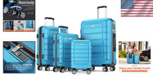 Load image into Gallery viewer, Premium 4-Piece Sky Blue Luggage Set: Expandable with Smooth Spinner Wheels