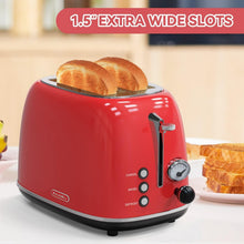Load image into Gallery viewer, Stylish 850W Retro Toaster: 2 Slice, 1.5'' Slots, Defrost &amp; High Lift Features
