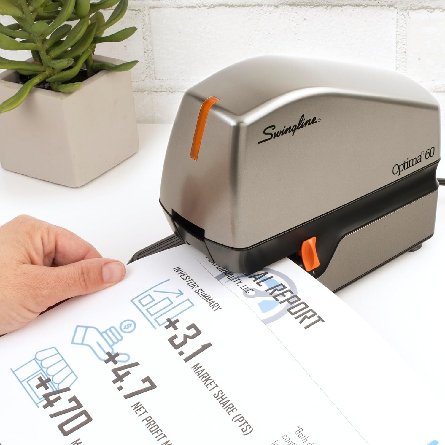 Modern Electric Stapler with 60-Sheet Capacity, QuickLoad & Low Staple Indicator