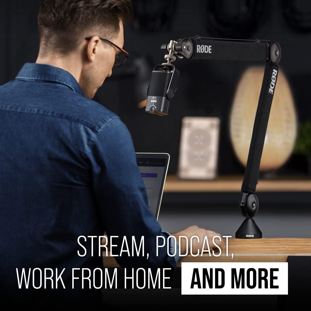 360-Degree Rotation Broadcast Mic Stand with Damped Springs and Cable Management