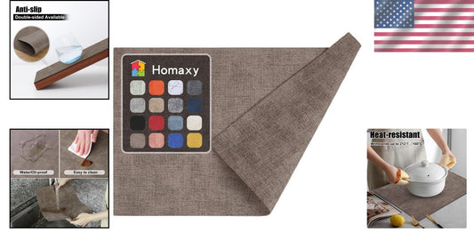 Durable Heat Resistant Faux Leather Table Mats - Set of 8, Wipeable & Waterproof