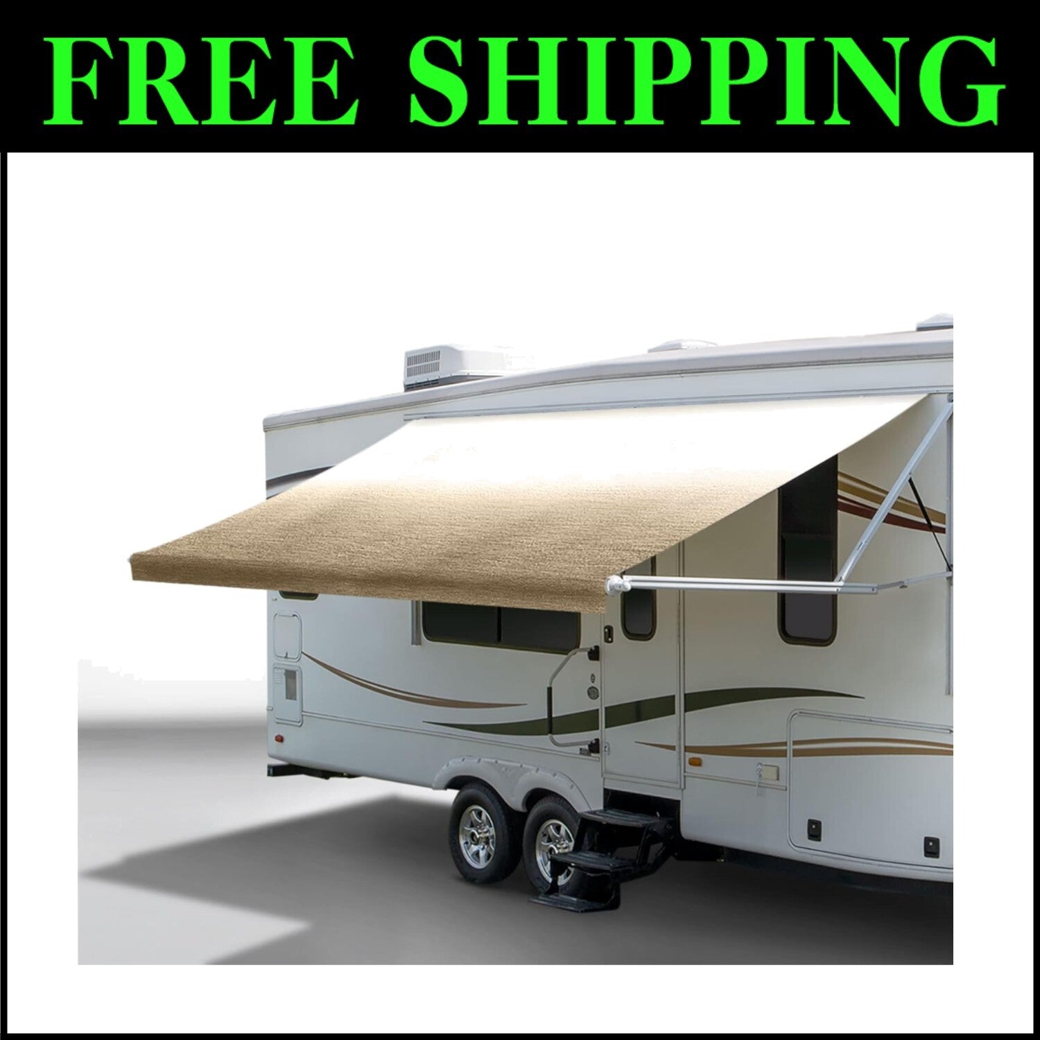 Universal Fit Tan Vinyl Awning: 17ft Replacement Fabric for RVs, Flame Retardant