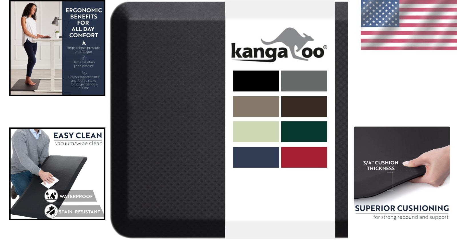 Durable Scratch-Resistant Anti-Fatigue Mat - Black, 24x17, Comfort Redefined