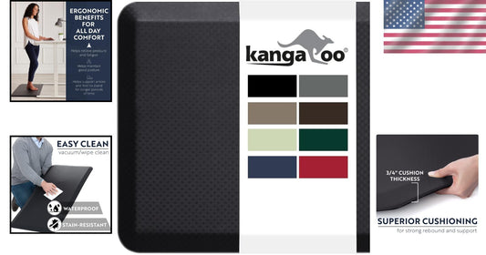 Durable Scratch-Resistant Anti-Fatigue Mat - Black, 24x17, Comfort Redefined