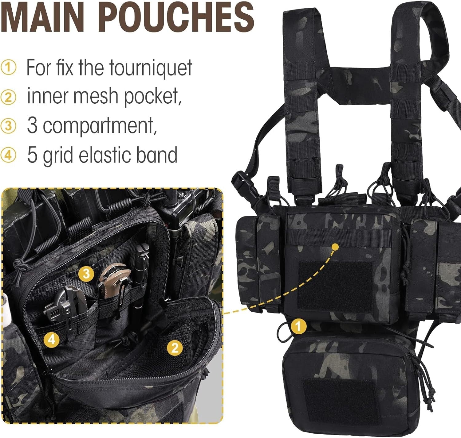 Customizable Tactical Chest Rig - Adjustable Fit with Versatile Gear Storage