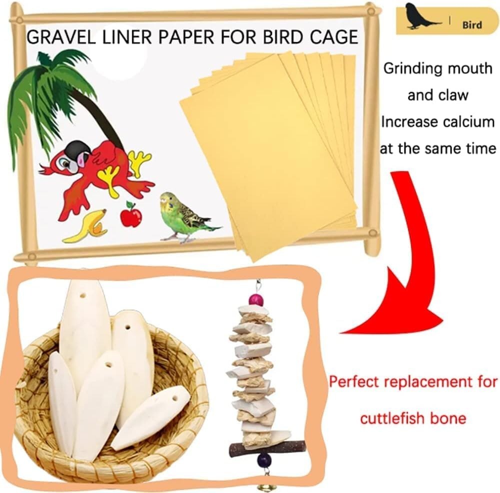 Extra Large 100PCS Bird Cage Paper Liners - Natural Sea Sand for Healthier Birds