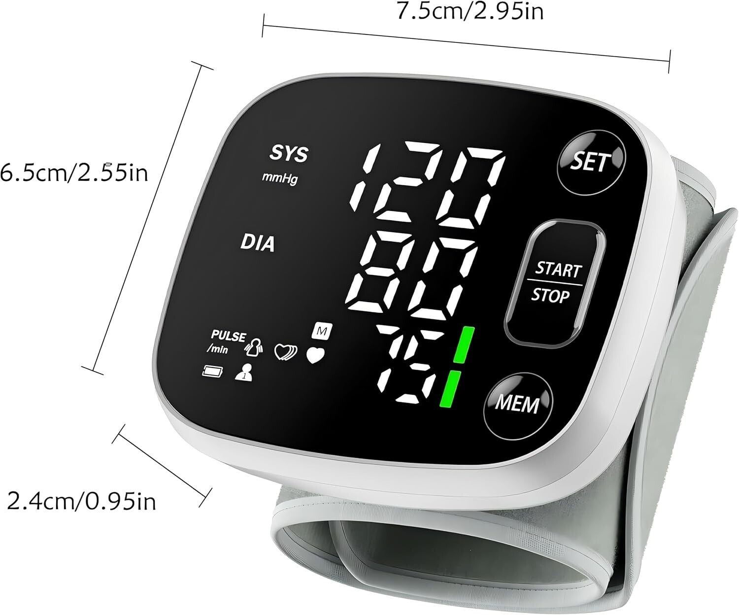 Voice Broadcast Wrist BP Monitor with 240 Readings - Rechargeable & Easy to Use