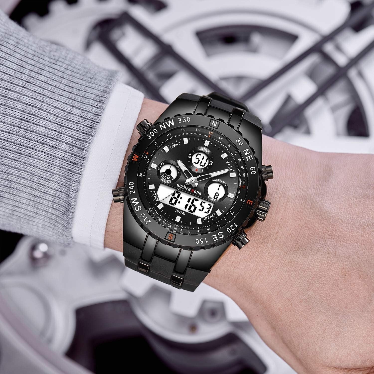 Big Face Luxury Military Watch – 3ATM Waterproof & Multi-Functional Features