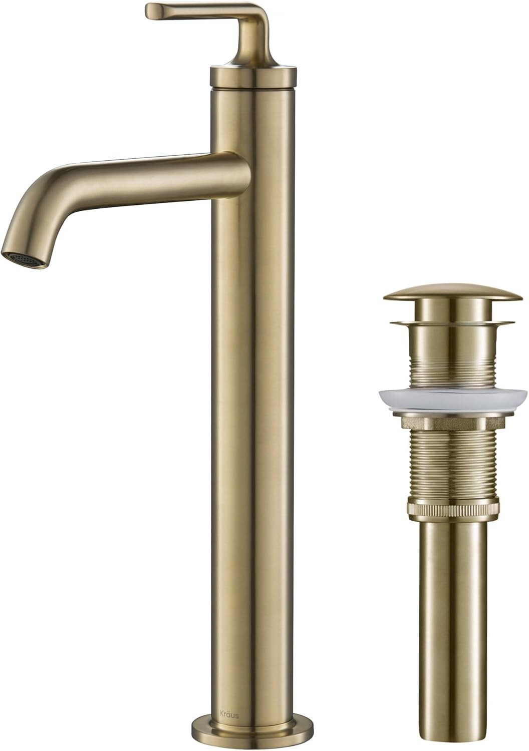 Brushed Gold Single Handle Vessel Sink Faucet with Pop-Up Drain - Elegant Design