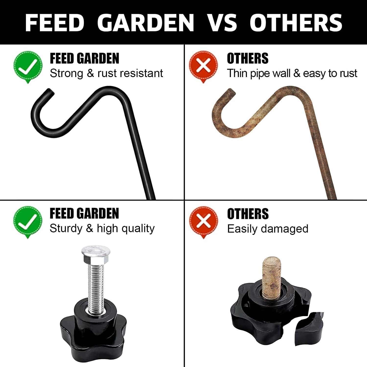 Premium Quality Adjustable Bird Feeder Hanger - Easy Install Deck Hooks