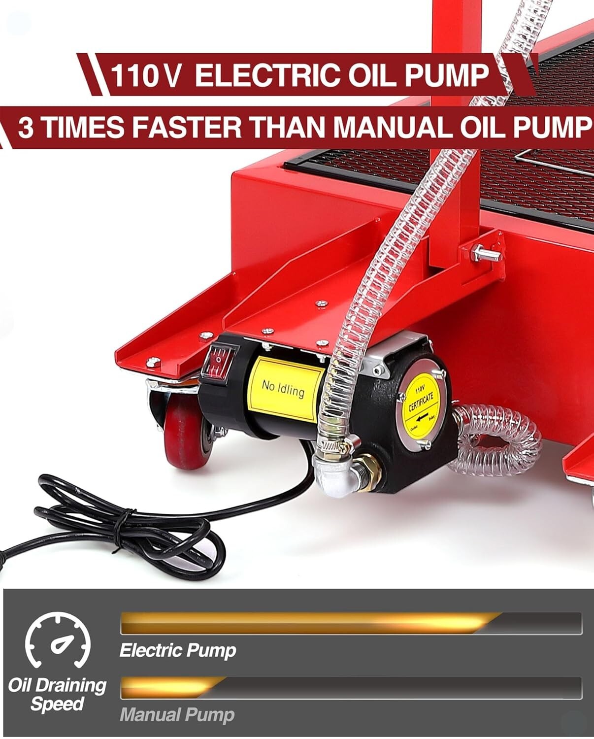 Effortless Oil Changes with Heavy-Duty Oil Drain Cart & 8 Ft Hose for Mechanics