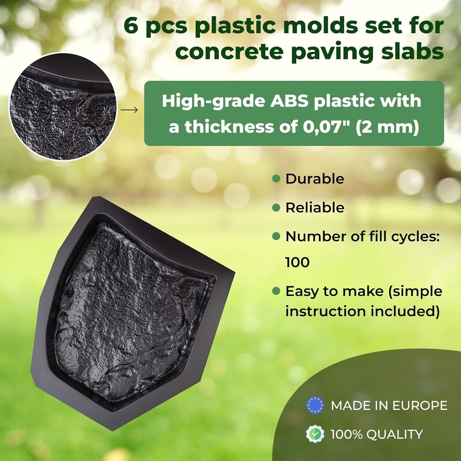 6 Pack Reusable Concrete Molds for Stunning Flagstone Pathway Designs