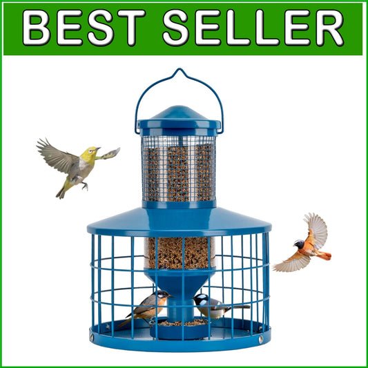 Durable Blue Hanging Bird Feeder for Finch & Bluebird - Squirrel-Proof Design