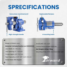 Load image into Gallery viewer, Heavy Duty 6" Bench Vise with 360-Degree Swivel Base &amp; Anvil for Precision Work