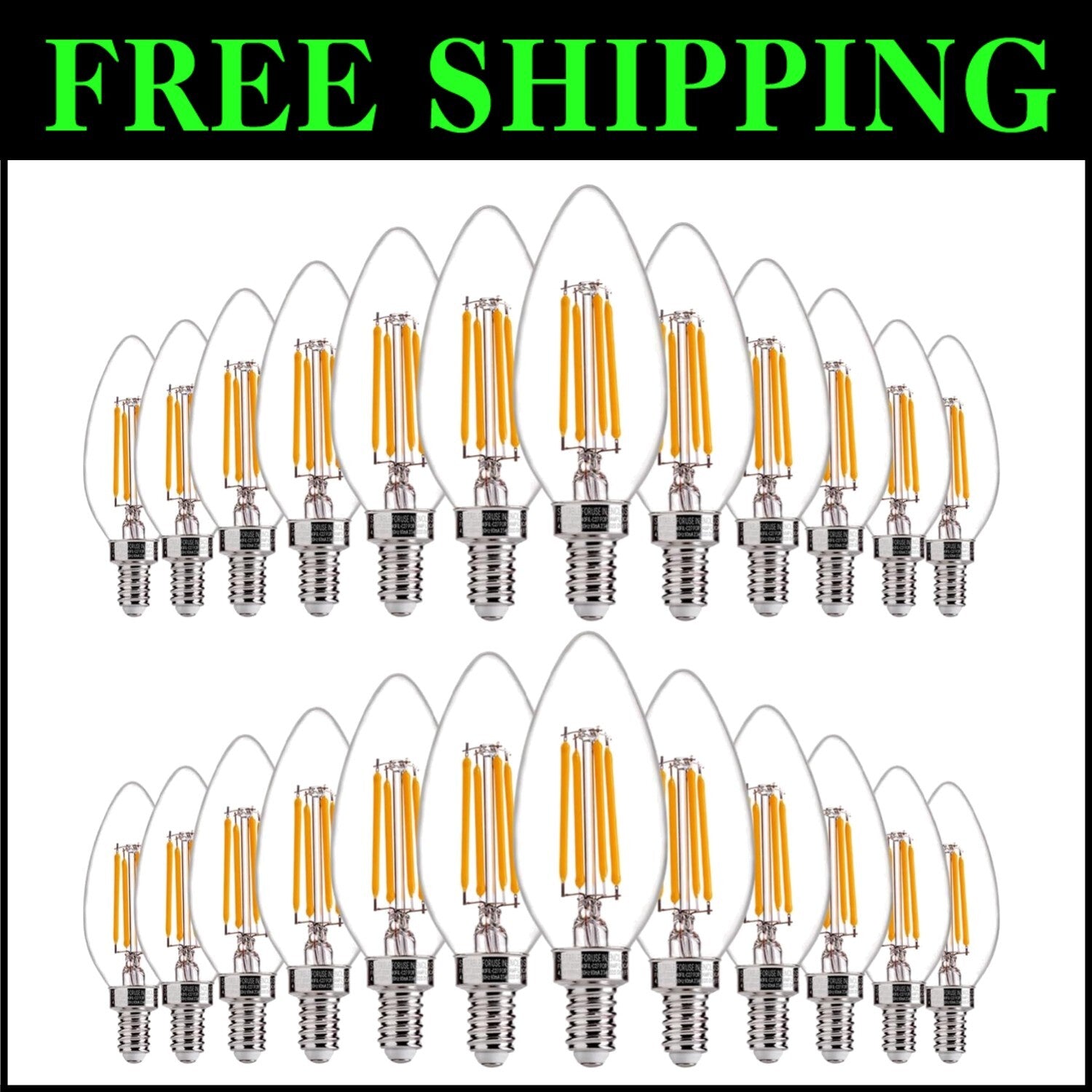 Energy Efficient 24-Pack B11 Dimmable LED Candelabra Bulbs - 2700K Soft White