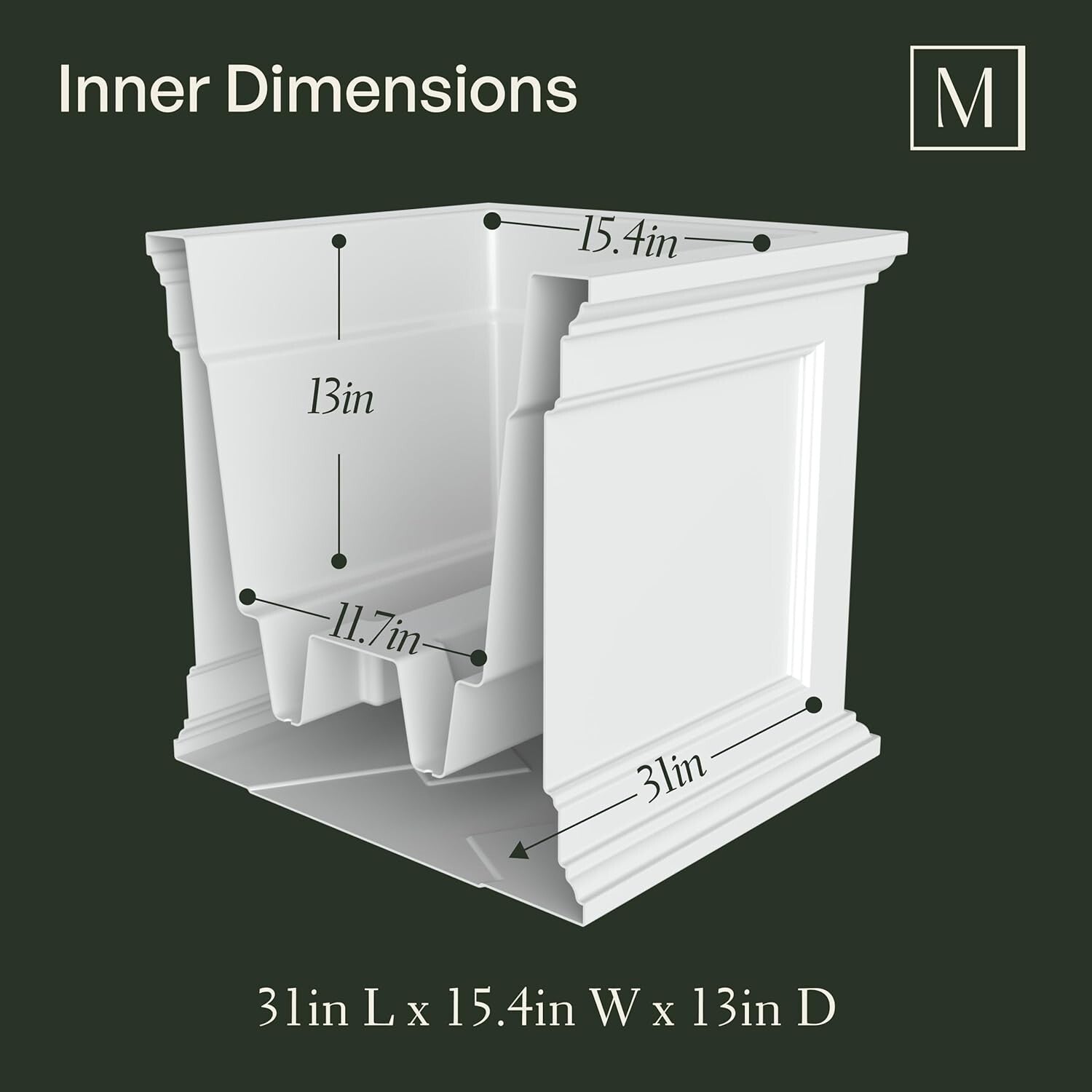 Self-Watering 20x36in Outdoor Planter with Built-In Water Reservoir - Black