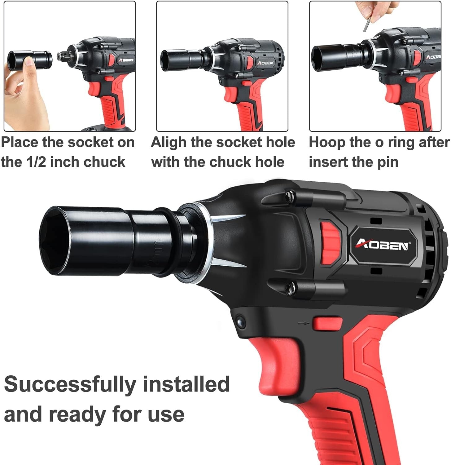 Ergonomic Cordless Impact Wrench - 400N.m Torque with 6 Sockets & Tool Bag