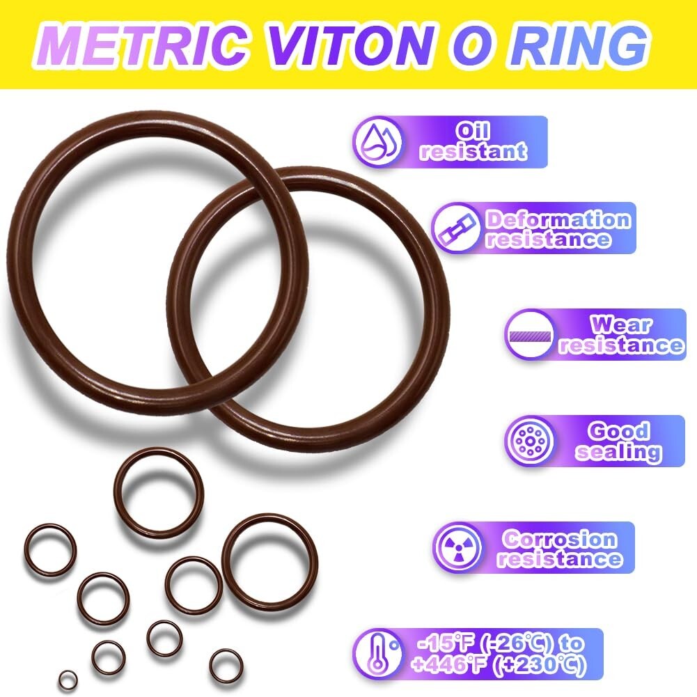 Complete 386-Piece Viton O-Ring Set - Ideal for Hydraulic & Pressure Washer Use