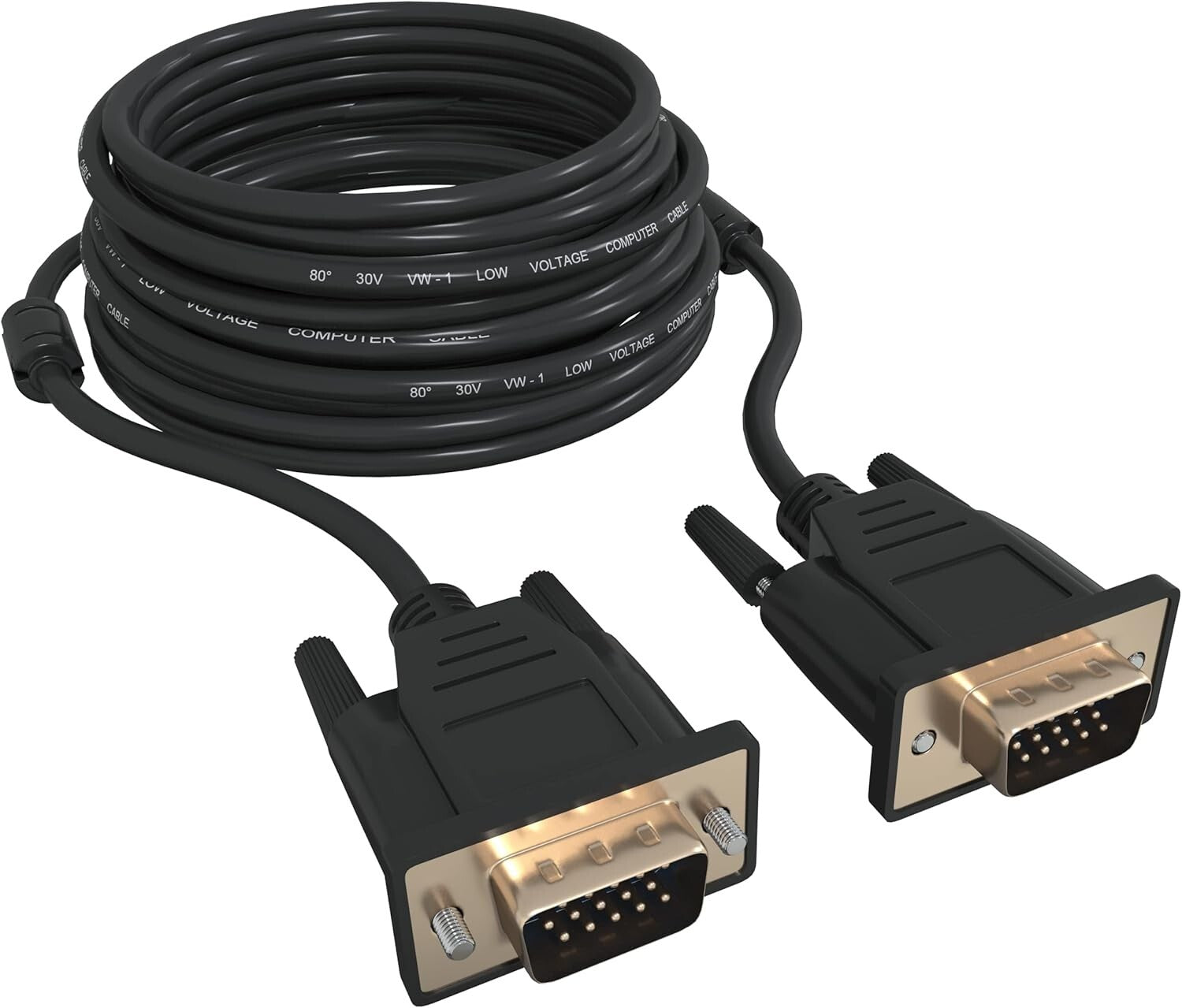 100ft VGA Cable - Versatile 15-Pin Connection for PCs, TVs, and Projectors