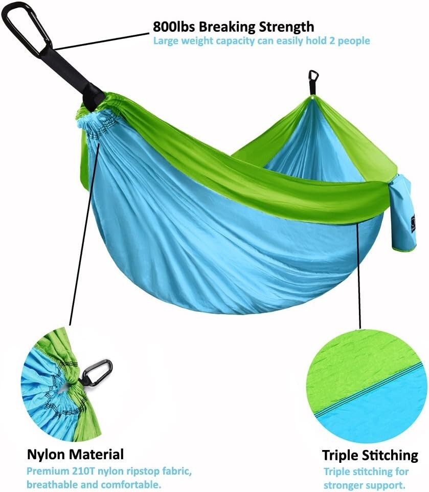 Compact Double Hammock with Heavy-Duty Straps - Ideal for Camping Adventures