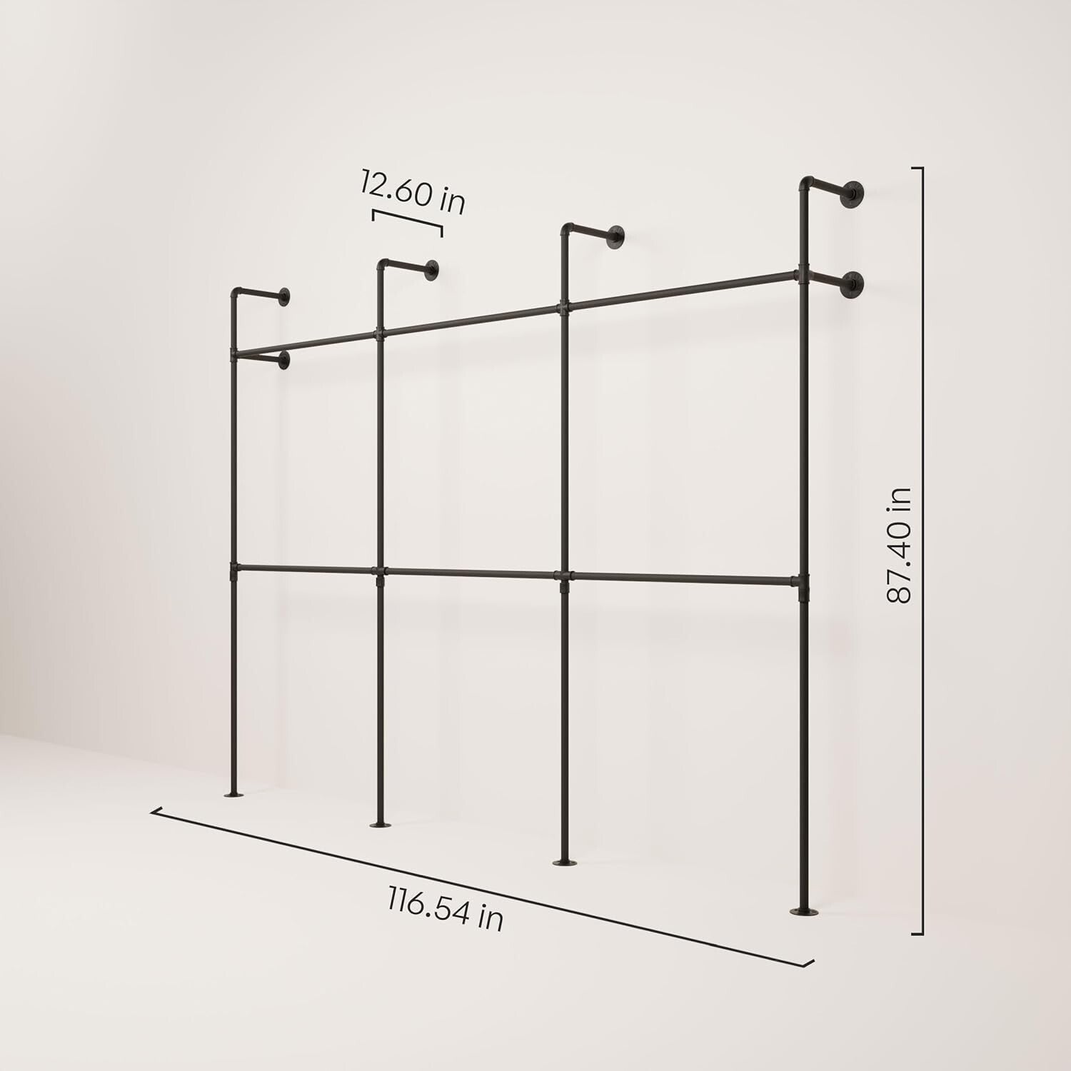 Industrial Pipe Wall-Mounted Clothing Rack – 400 kg Capacity, Stylish Design
