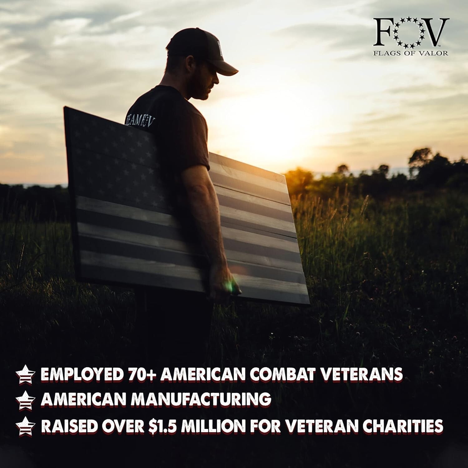 Rustic American Flag Coin Display - Holds 25 Military Coins, 15.25" H x 23.5" W