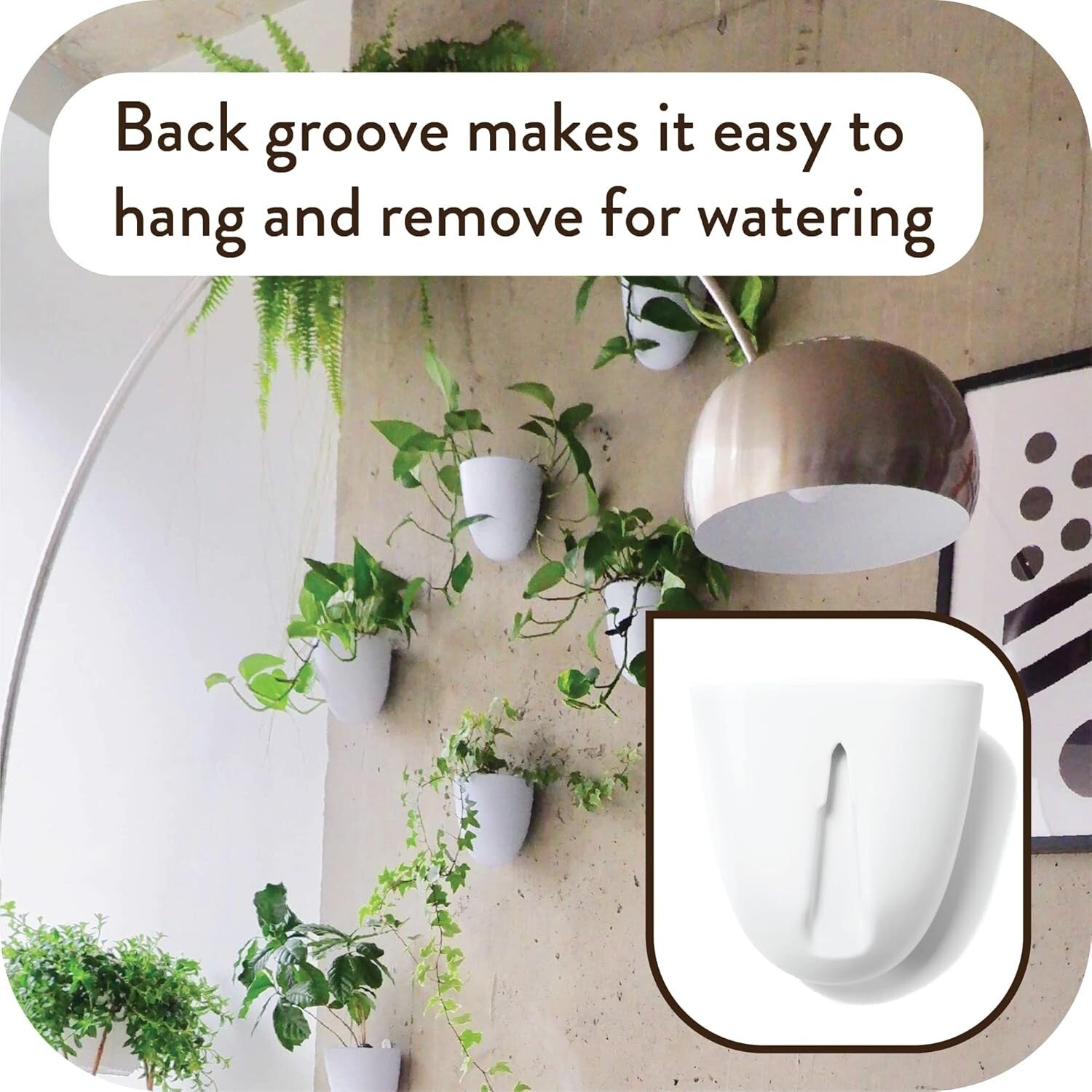 Lightweight Resin Indoor Wall Planters - 6 Self-Watering Pots for Easy Care
