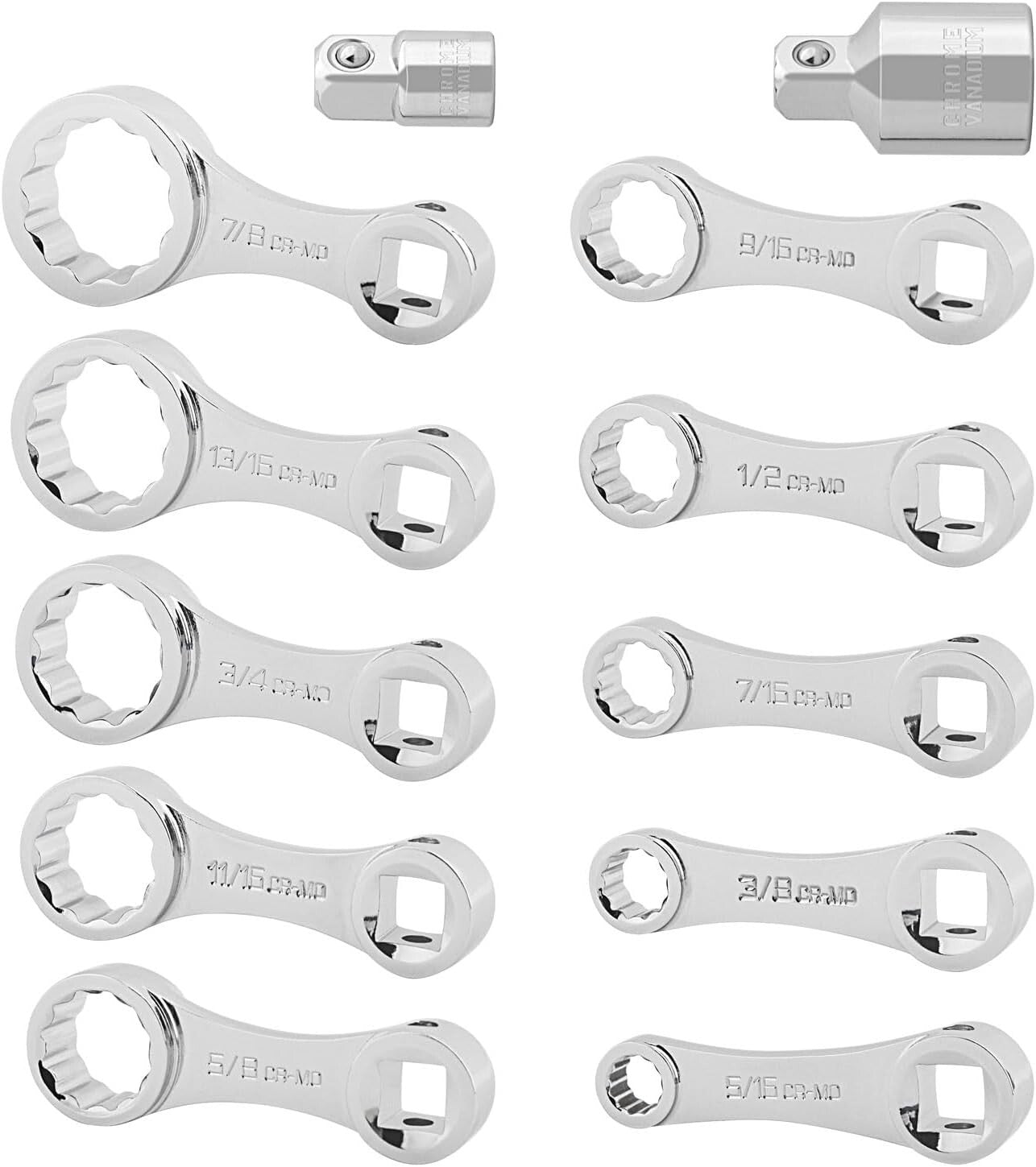 Durable Chrome Molybdenum 12-Point Torque Adapter Set - 12 Pieces with Storage