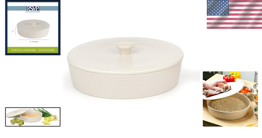 Durable 10" Round Stoneware Tortilla Warmer - Dishwasher & Microwave Safe