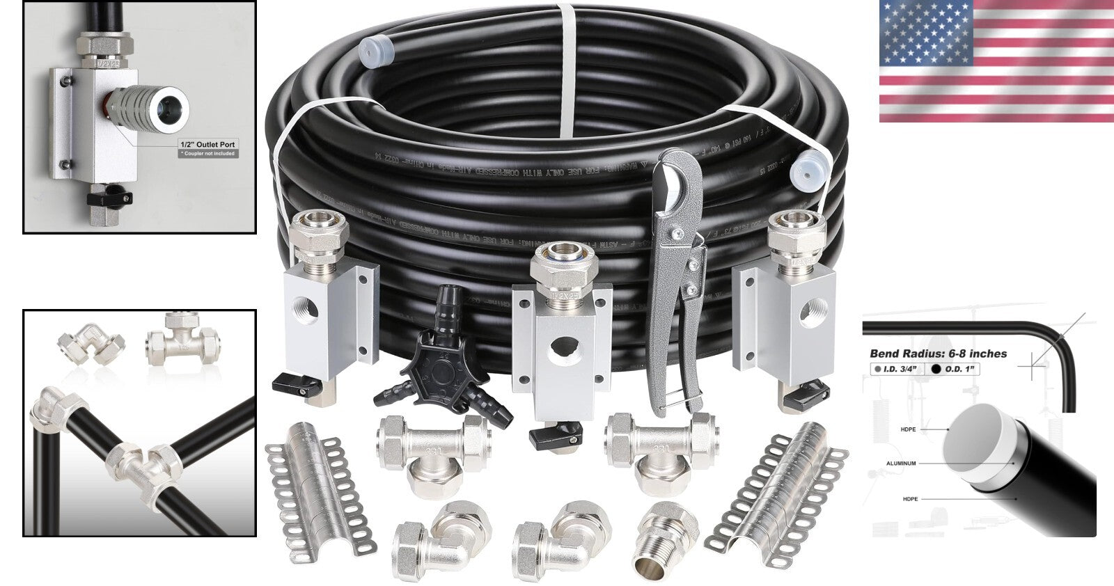 Versatile 3/4inch x 100ft Air Piping System: Easy Install & Modify for Workshops