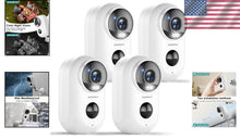 Load image into Gallery viewer, Enhanced 2K Wireless Home Security Cameras - 4 Pack, Easy Install, Night Vision